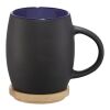 Hearth 400 ml ceramic mug with wooden coaster Standard | Solid black-Blue | No Branding | not available | not available