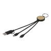 Tecta 6-in-1 recycled plastic/bamboo charging cable with keyring Standard | Solid black | No Branding | not available | not available