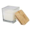 Ambra square glass candle with bamboo lid White