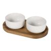 Noa wooden tray and ceramic serving bowls set Standard | White | No Branding | not available | not available