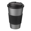 Americano® 350 ml tumbler with grip & spill-proof lid Silver-Solid black | Not applicable | No Branding | not available | not available