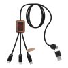 SCX.design C38 3-in-1 rPET light-up logo charging cable with squared wooden casing Red-Wood | No Branding | not available | not available