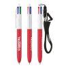 BIC® 4 Colours Soft with Lanyard White-red