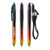 BIC® 4 Colours® Flags Collection + lanyard Black-Black-clear red-yellow