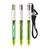 BIC® 4 Colours Fluo ballpen + lanyard Yellow