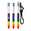 BIC® 4 Colours® Rainbow Decor + Lanyard clear red-GREEN   SILVER   RED