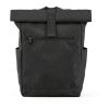 Rome backpack 12L rPET. Roll-top and velcro closure Solid black