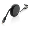 Terra RCS recycled aluminium retractable 240W 2-in-1 cable black | No Branding | not available | not available