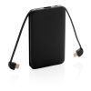 5.000 mAh Pocket Powerbank with integrated cables black