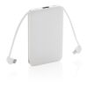 5.000 mAh Pocket Powerbank with integrated cables white | No Branding | not available | not available