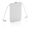 5.000 mAh Pocket Powerbank with integrated cables white | No Branding | not available | not available