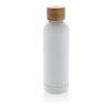 Wood RCS certified recycled stainless steel vacuum bottle White | No Branding | not available | not available