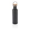 Modern stainless steel bottle with bamboo lid grey | No Branding | not available | not available