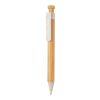 Bamboo pen with wheatstraw clip white | No Branding | not available | not available