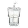 Glass tumbler with straw 400ml transparent | No Branding | not available | not available