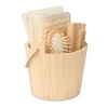 Bath gift set in wooden bucket wood