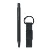 Ball pen & PU Keyring set black
