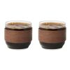 Coffee glass set walnut grip wood