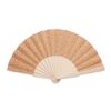 Wood hand fan with cork fabric beige | No Branding | not available | not available