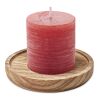 Candle on round wooden base red | No Branding | not available | not available