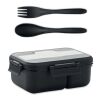 Lunch box with cutlery in PP black | No Branding | not available | not available | not available