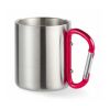 Metal mug and carabiner handle 220 ml red | No Branding | not available | not available | not available