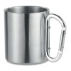 Metal mug and carabiner handle 220 ml matt silver | No Branding | not available | not available | not available