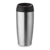 Double wall travel cup 350 ml with push function lid matt silver | No Branding | not available | not available | not available