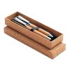 Metal ballpoint pen set in cork box wood | No Branding | not available | not available