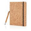 Cork A5 notebook with bamboo pen including stylus brown | No Branding | not available | not available