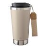 Recycled stainless steel double-walled drinking mug 500 ml Kayla beige