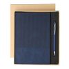 Recycled PU notebook (A5) and ballpen set Tarek blue