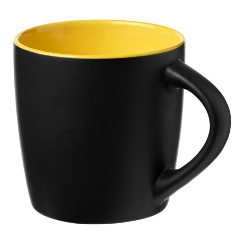 Riviera ceramic mug 340 ml Standard | Solid black-Yellow | not available | No Branding | not available | not available