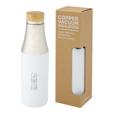 Hulan 540 ml copper vacuum insulated stainless steel bottle with bamboo lid Standard | White | No Branding | not available | not available