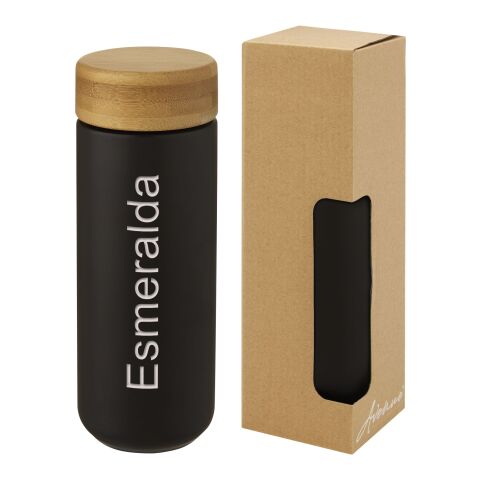 Lumi 300 ml ceramic tumbler with bamboo lid Solid black | not available