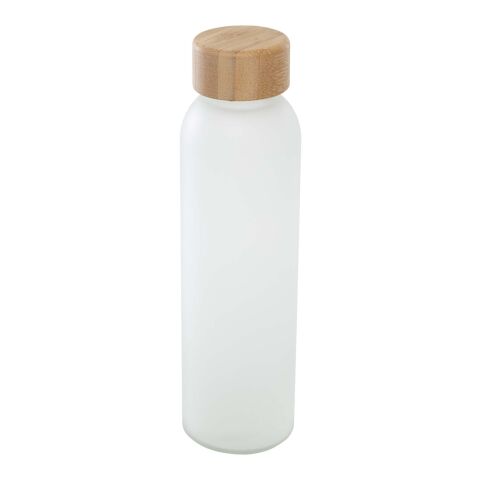 Lume 500 ml matte soda lime glass bottle with bamboo lid   Standard | white | No Branding | not available | not available
