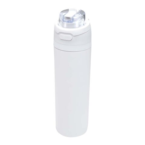 Theron 800 ml RCS recycled single wall stainless steel water bottle with dual function lid  White