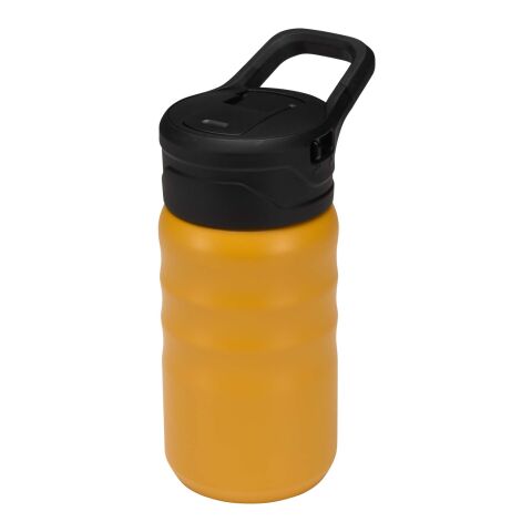 Knox 350 ml RCS recycled double wall stainless steel sport bottle with flip straw Yellow