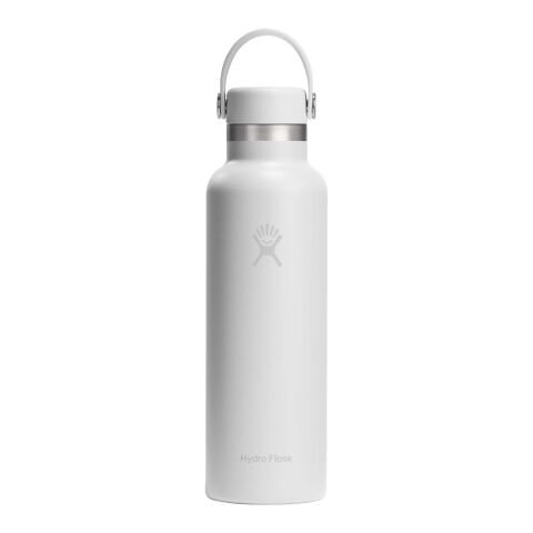 Hydro Flask Standard Mouth 621 ml insulated stainless steel water bottle with straw cap White