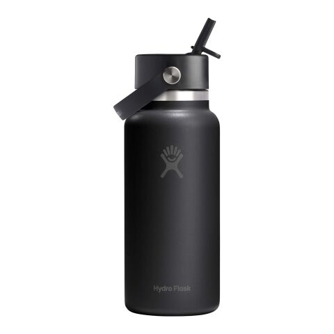 Hydro Flask Wide Mouth 946 ml insulated stainless steel water bottle with straw cap White