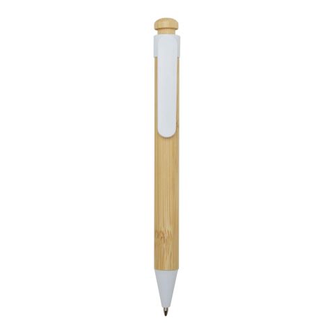 Rattan bamboo and recycled plastic ballpoint pen (black ink) Standard | white | No Branding | not available | not available