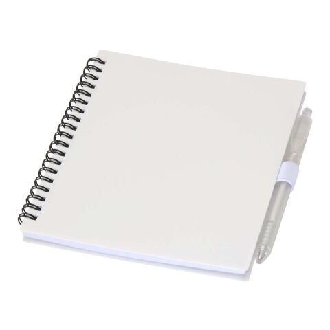 Niove recycled plastic soft cover notebook and ballpoint pen set (blue ink) Standard | White | No Branding | not available | not available