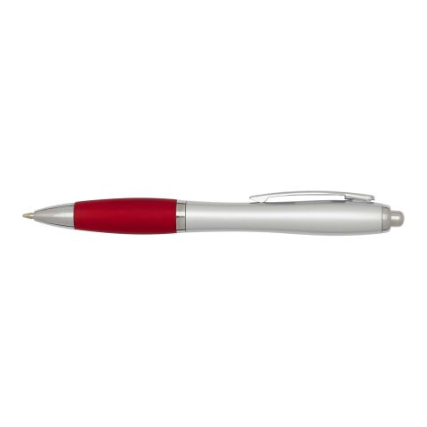 Nash RCS recycled plastic ballpoint pen with silver barrel and coloured grip (black ink) Standard | Red | No Branding | not available | not available