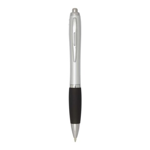 Nash RCS recycled plastic ballpoint pen with silver barrel and coloured grip (black ink) Standard | Solid black | No Branding | not available | not available
