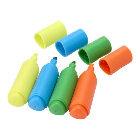 Mini recycled plastic highlighter set Multi colour
