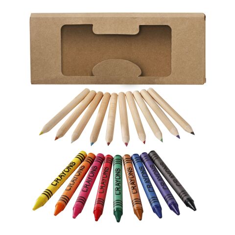 Lucky 19-piece coloured pencil and crayon set Standard | Natural | No Branding | not available | not available | not available
