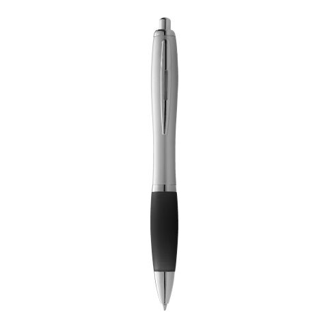 Blue Ink Nash Ballpoint Pen with Coloured Grip Standard | Silver-Solid black | No Branding | not available | not available