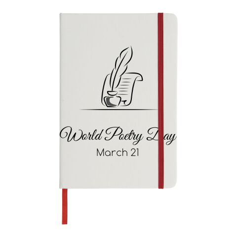 Spectrum A5 white notebook with coloured strap Standard | White-Red | not available | No Branding | not available | not available | not available