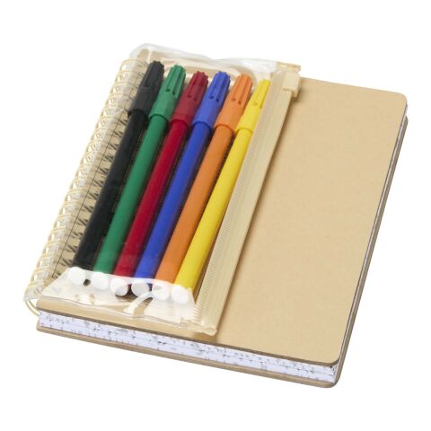 Squiggle B6 hard cover notebook and markers set Natural