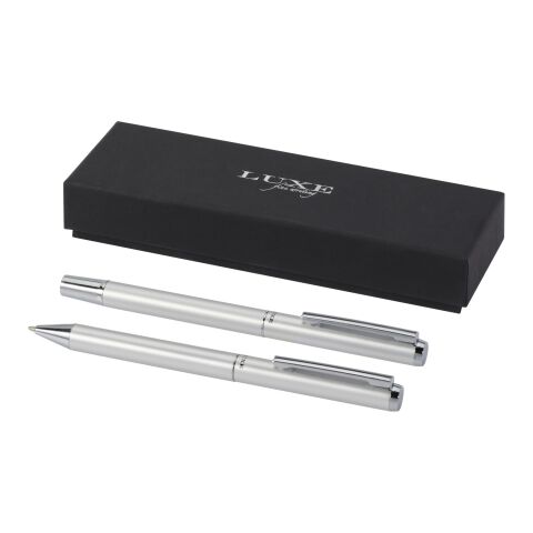 Lucetto recycled aluminium ballpoint and rollerball pen gift set Standard | Silver | not available | No Branding | not available | not available